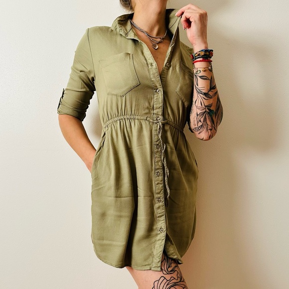 Japna Khaki mini shirt dress - Picture 4 of 7